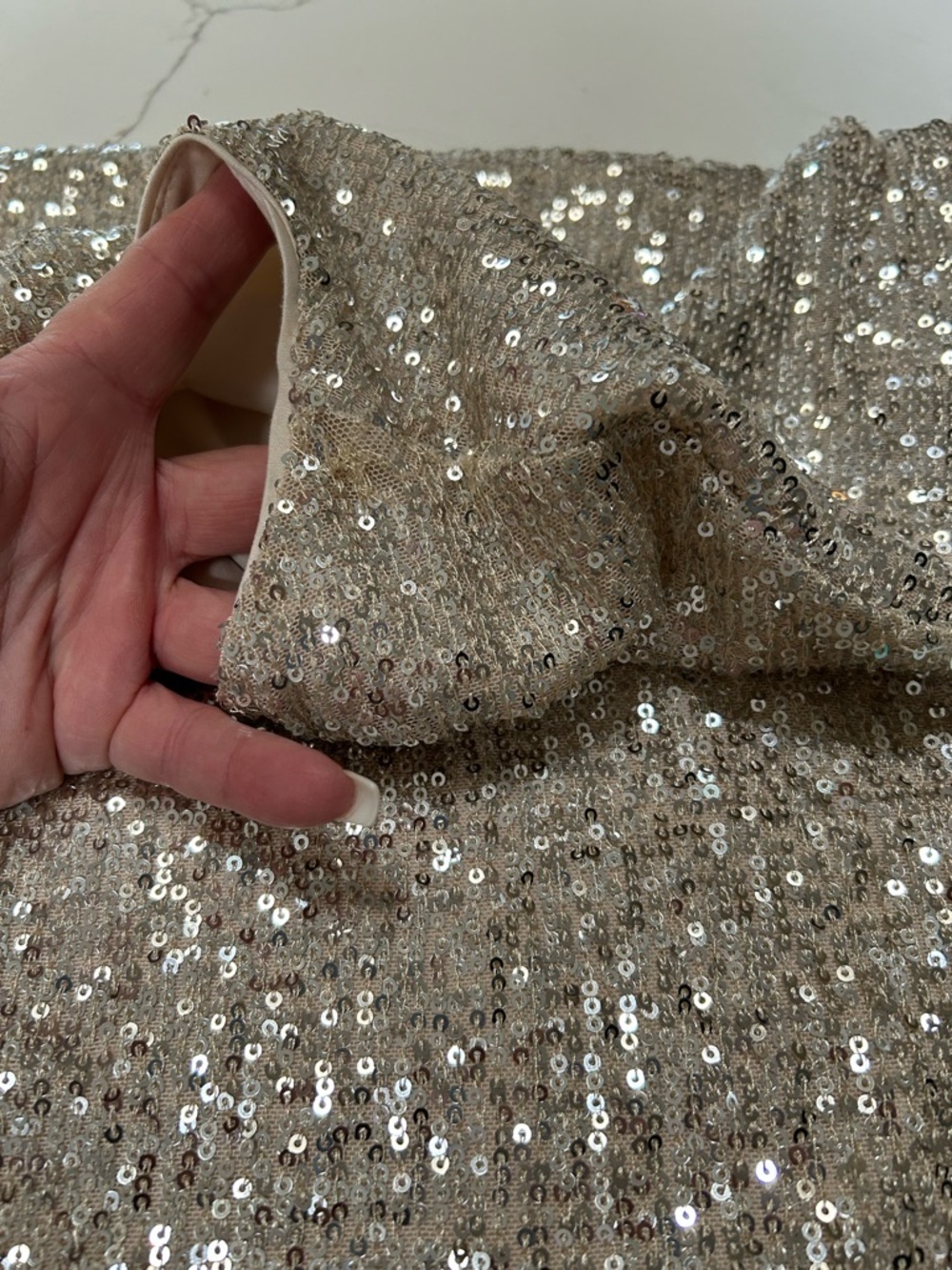 MELLODAY Gold Sequined Shirt Sleeve Lined Top - Picture 8 of 8